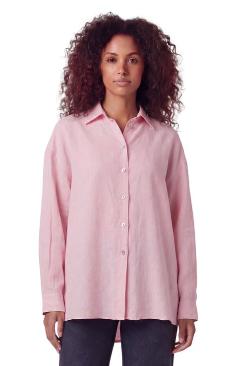 Womens Long Sleeve Linen Shirt