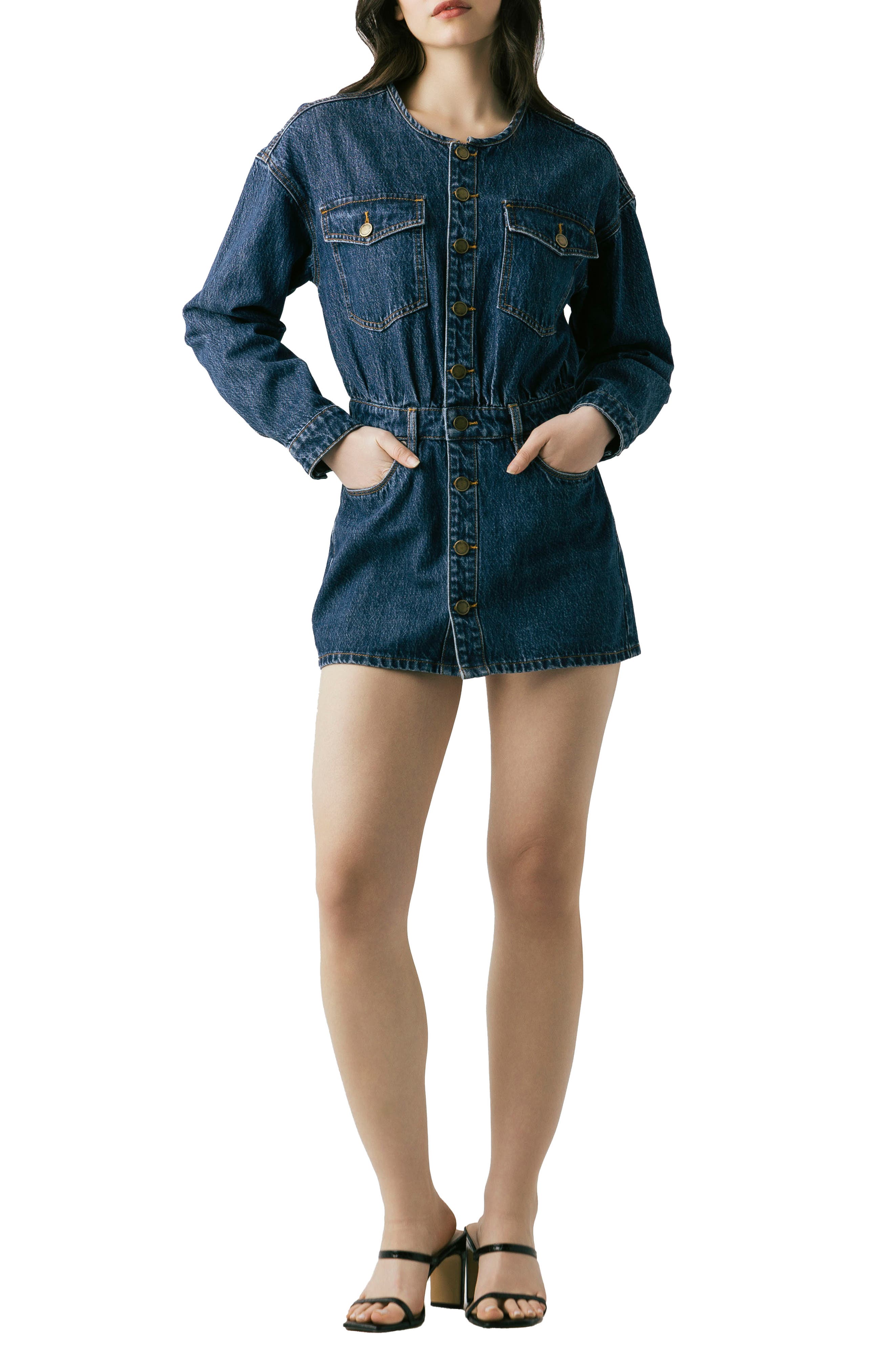 Long Sleeve Denim Minidress