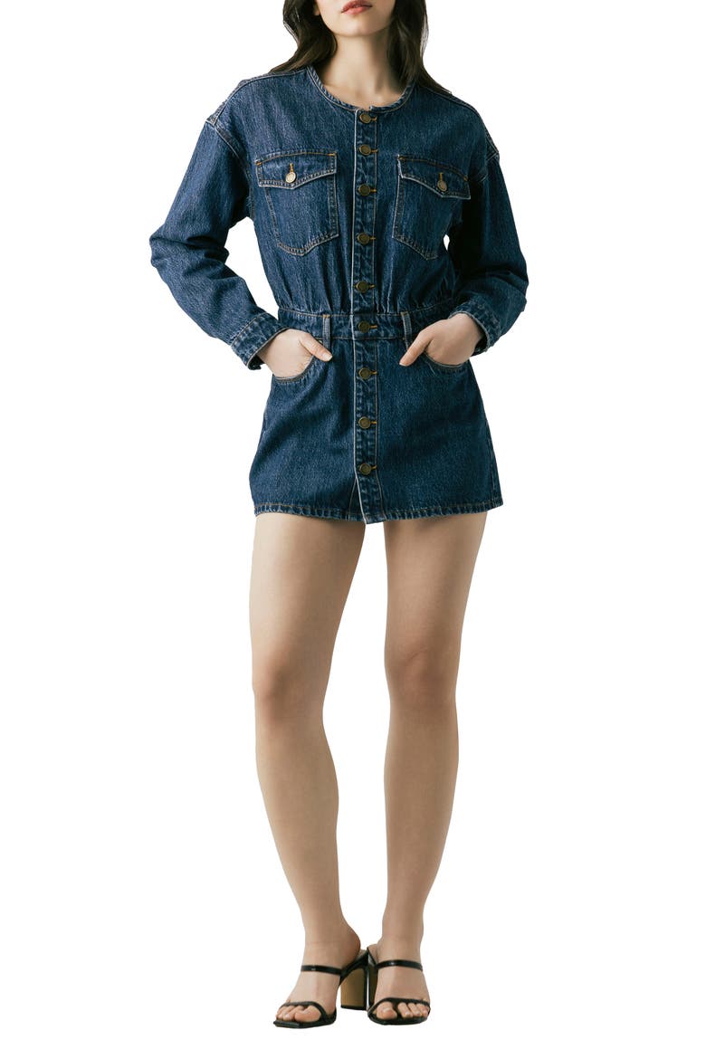 Long Sleeve Denim Minidress, Main, color, READY SET GO