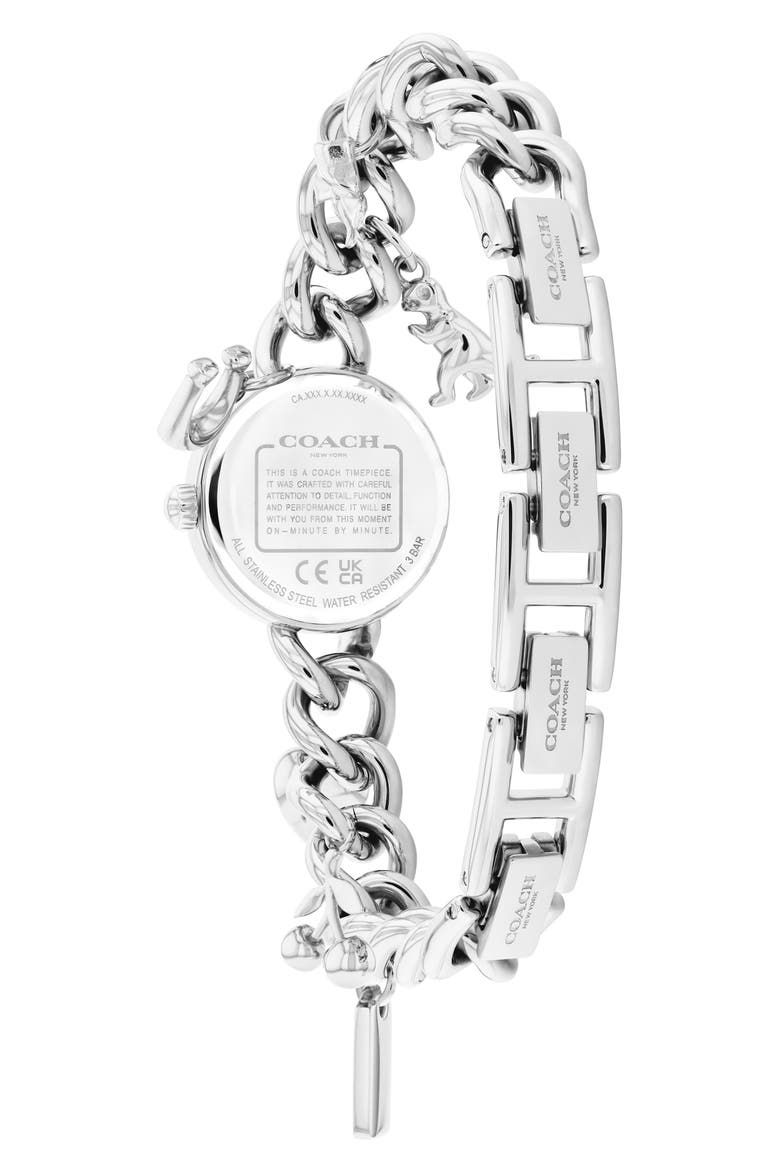 Iris Charm Bracelet Watch, 22.5mm, Alternate, color, SILVER