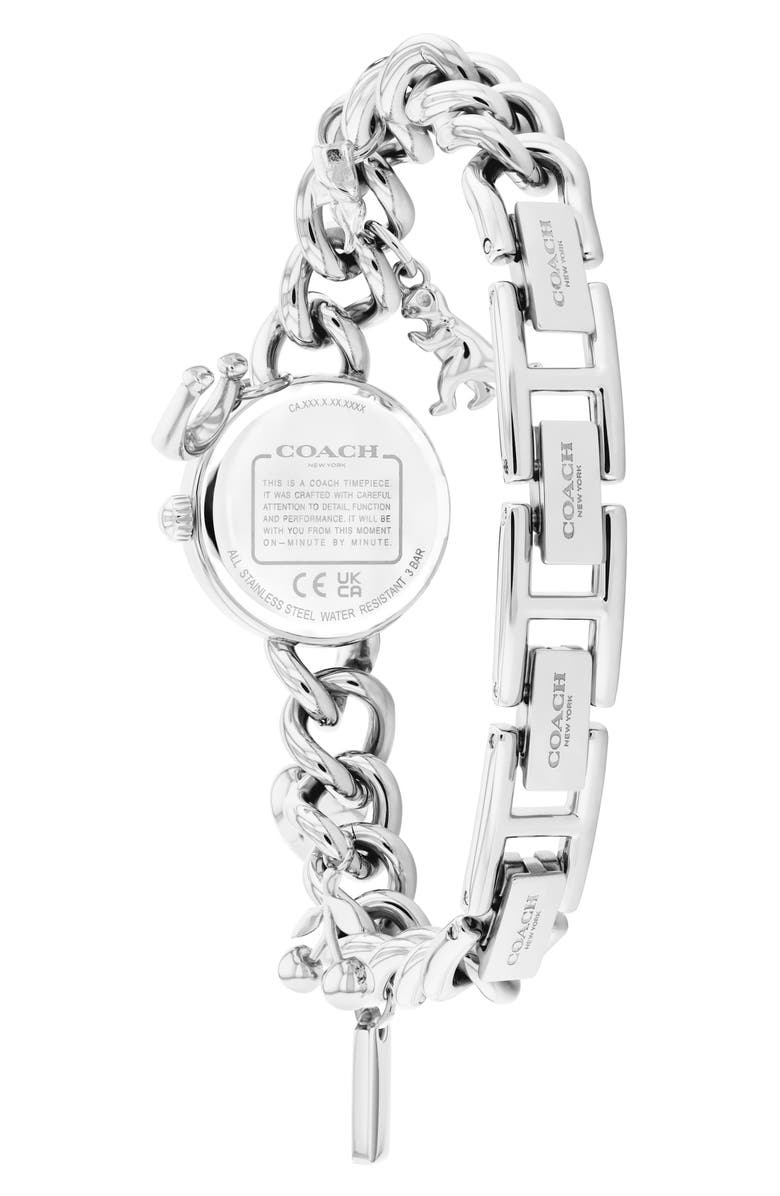 COACH Iris Charm Bracelet Watch, 22.5mm, Alternate, color, Silver