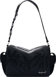 Desigual Floral Embroidered Faux Leather Shoulder Bag