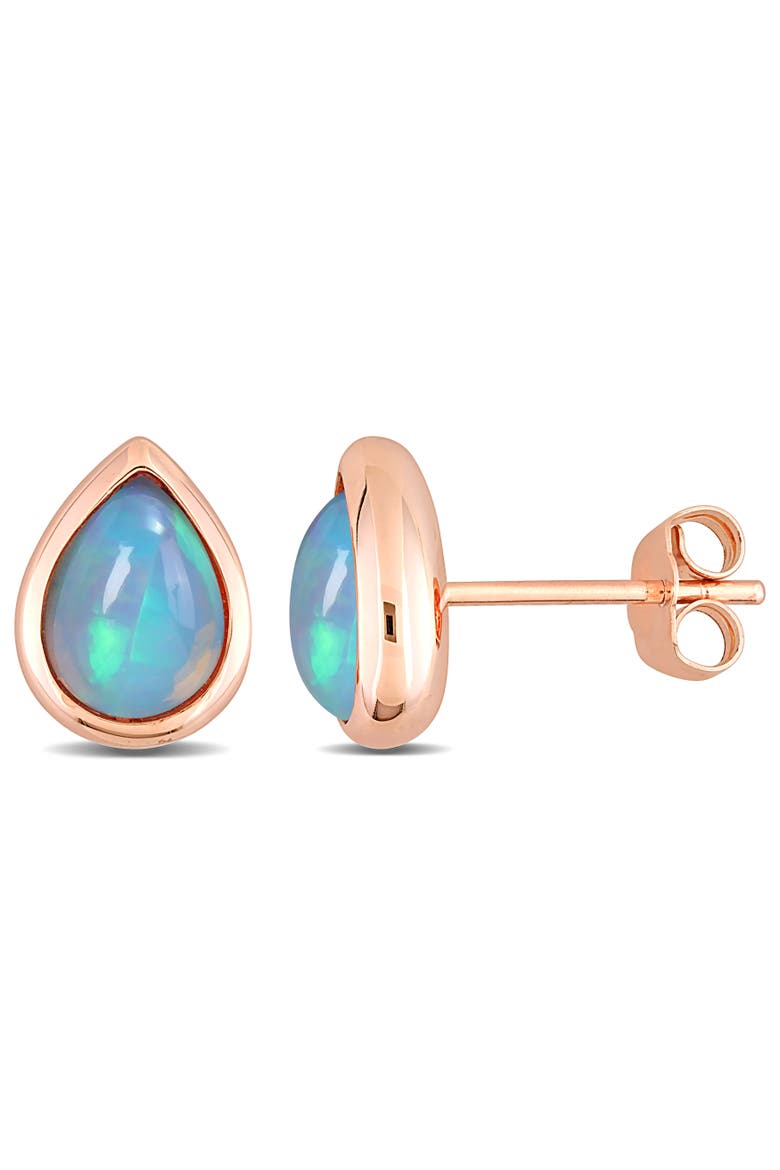 Blue Opal Stud Earrings 10K Rose Gold, Main, color, Opal