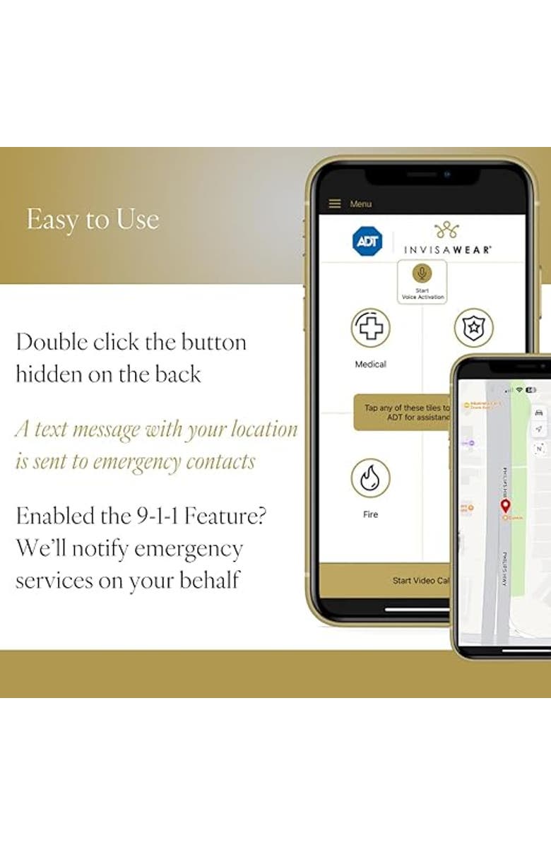 invisaWear Beaded Chain Necklace Smart Jewelry - Personal Safety Device with ADT and 911 Features - Necklace, Alternate, color, Silver