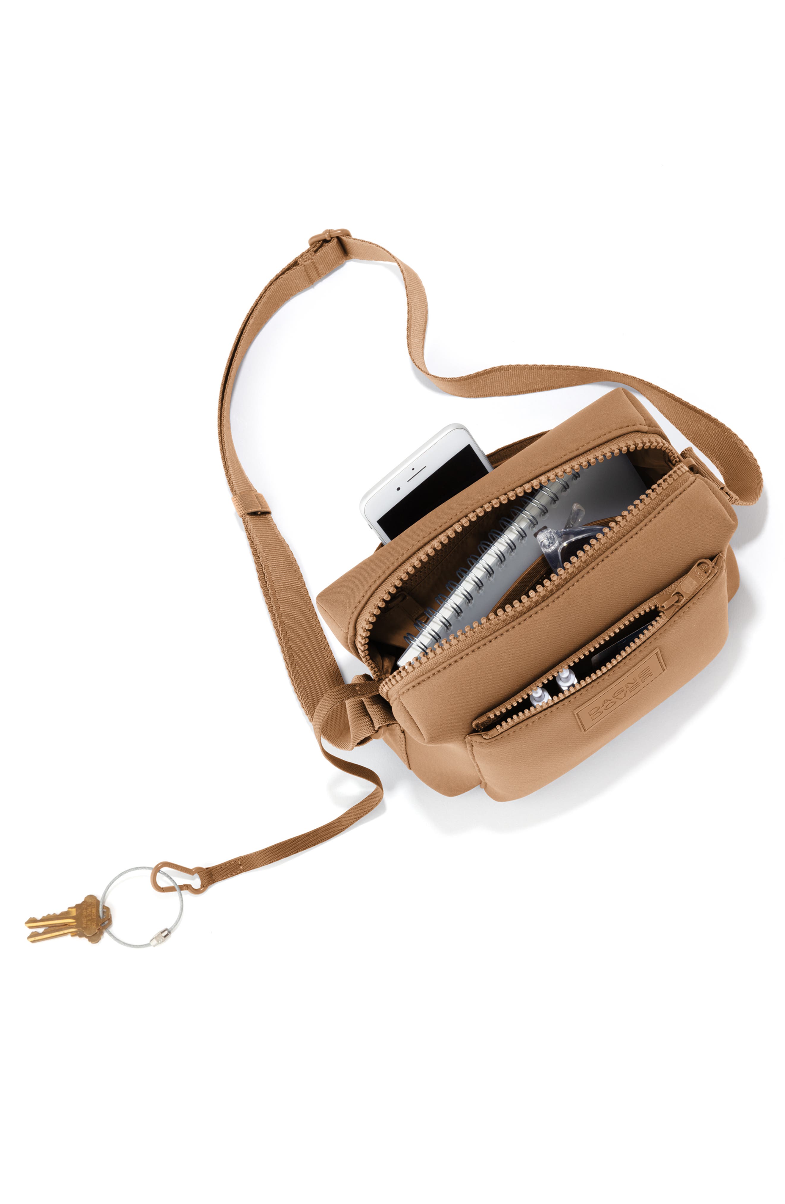 Micah Neoprene Crossbody Bag, Alternate, color, CAMEL