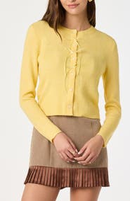 ASTR the Label Satin Bow Knit Cardigan