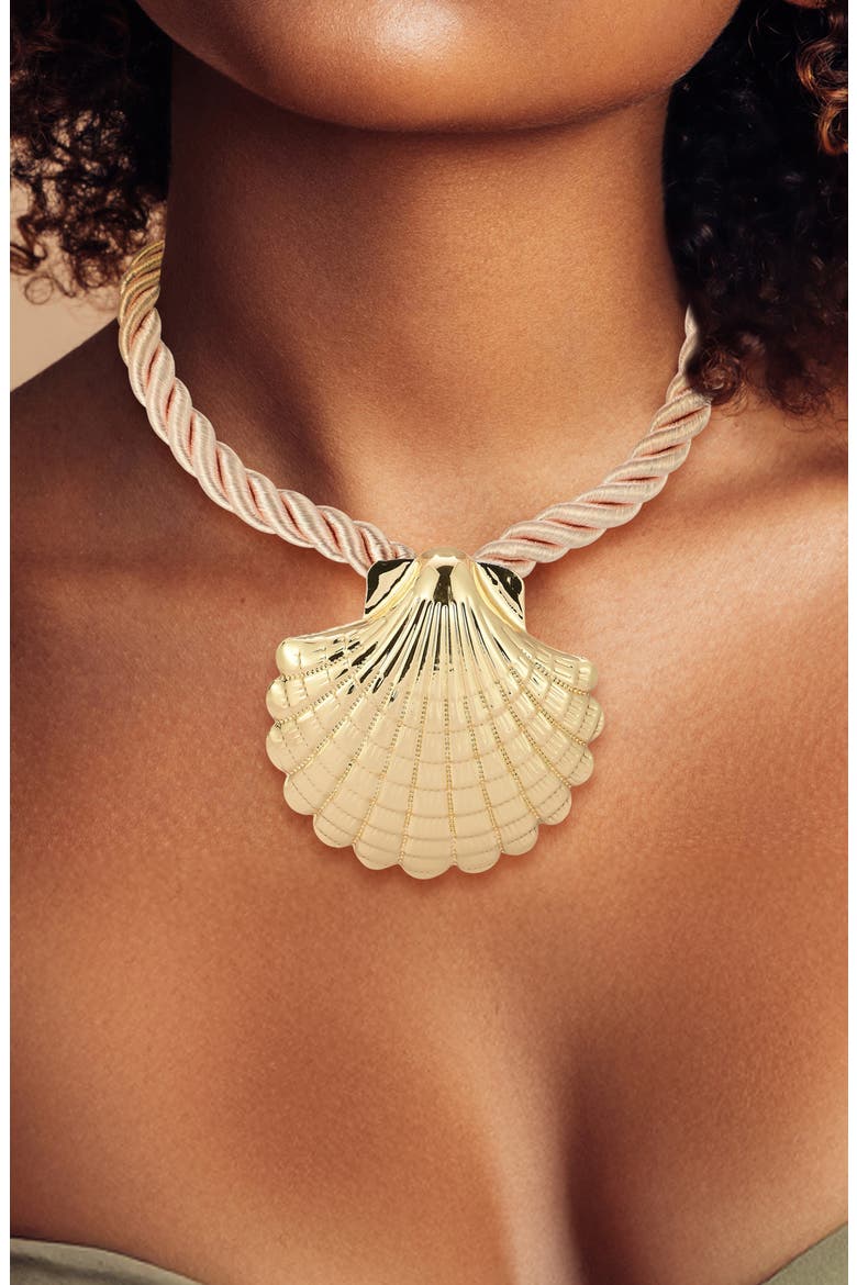 Shell Pendant Cord Necklace, Alternate, color, GOLD