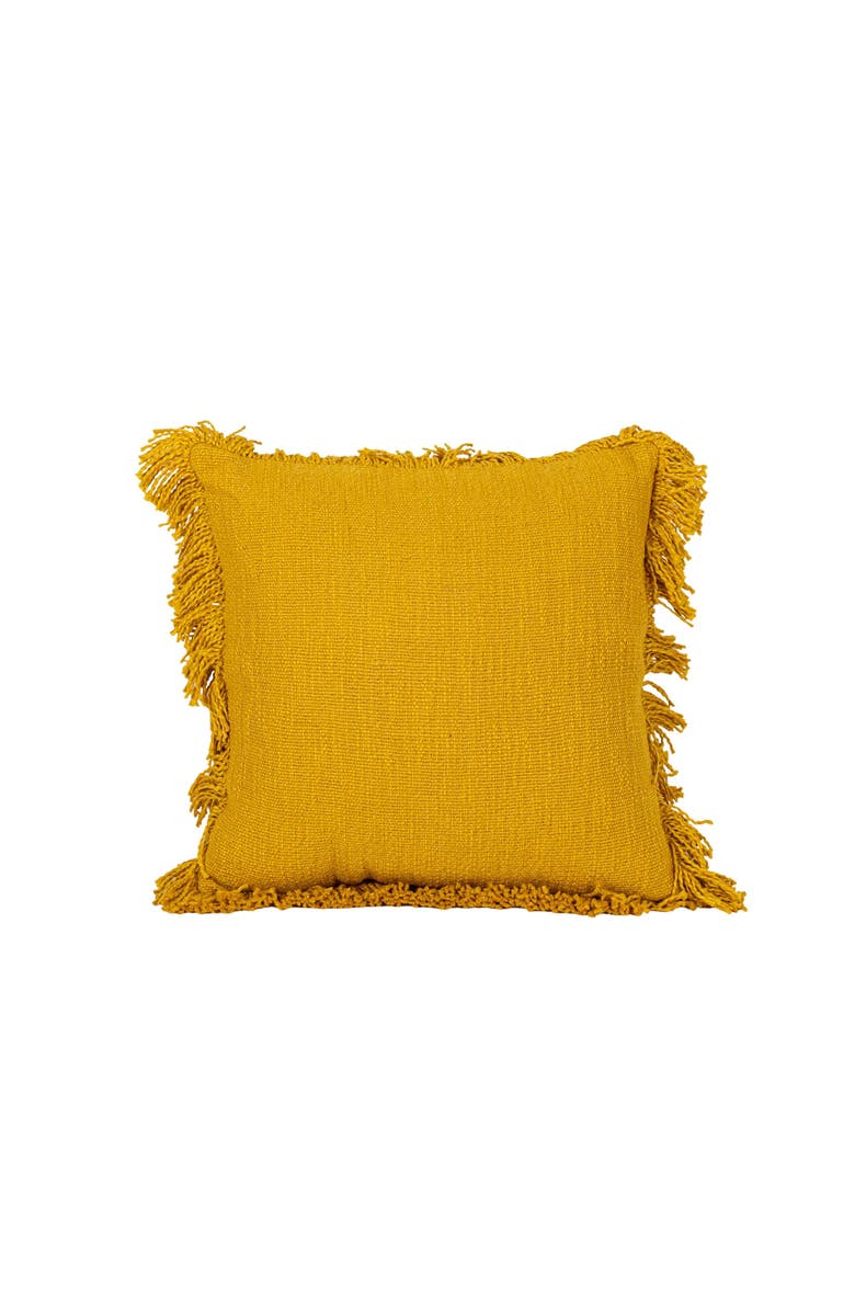 Foreside Home and Garden Mustard Handwoven Plaid Cotton Throw Pillow, Main, color, Yellow