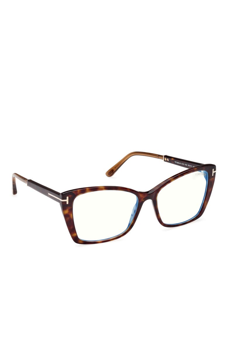 55mm Butterfly Blue Light Blocking Optical Glasses, Alternate, color, HAVANA ROSE GOLD / T LOGO