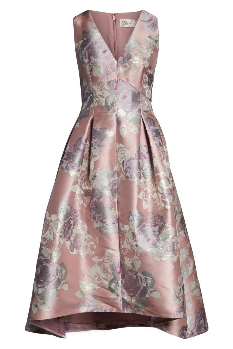 Floral Jacquard High/Low Ballgown, Alternate, color, BLUSH
