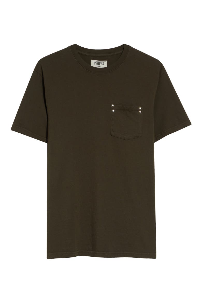 Stud Pocket Cotton T-Shirt, Alternate, color, LODEN GREEN