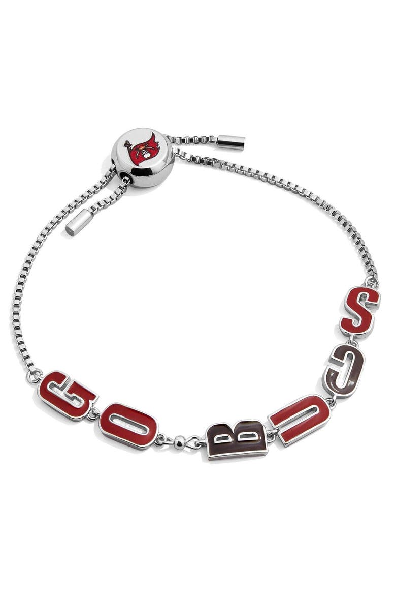 Silver Tampa Bay Buccaneers Slogan Pull-Tie Bracelet, Main, color, Silver