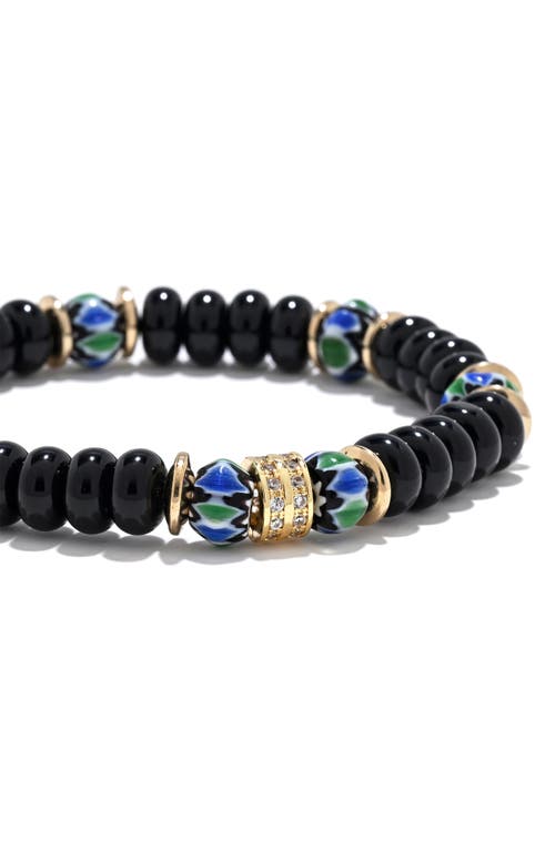 Eye Candy Los Angeles Charlie Pavé Beaded Stretch Bracelet In Black