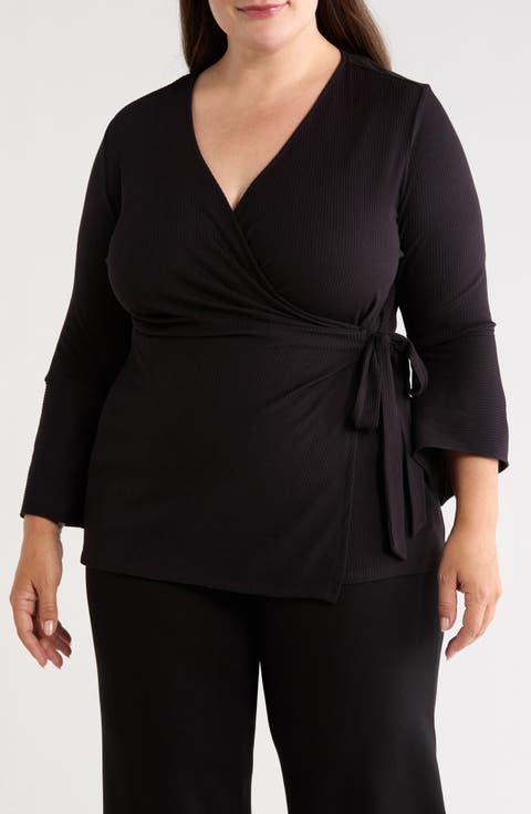 Handkerchief Ruffle Sleeve Wrap Top