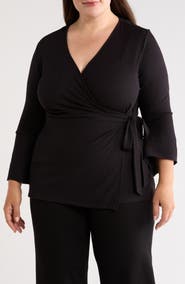 Anne Klein Handkerchief Ruffle Sleeve Wrap Top