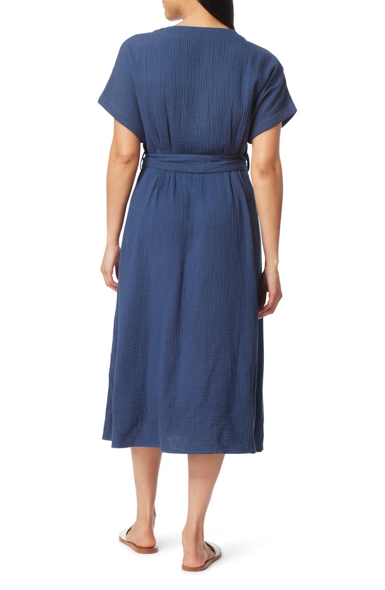 C & C California Grace Button Front Cotton Gauze Midi Dress, Alternate, color, 