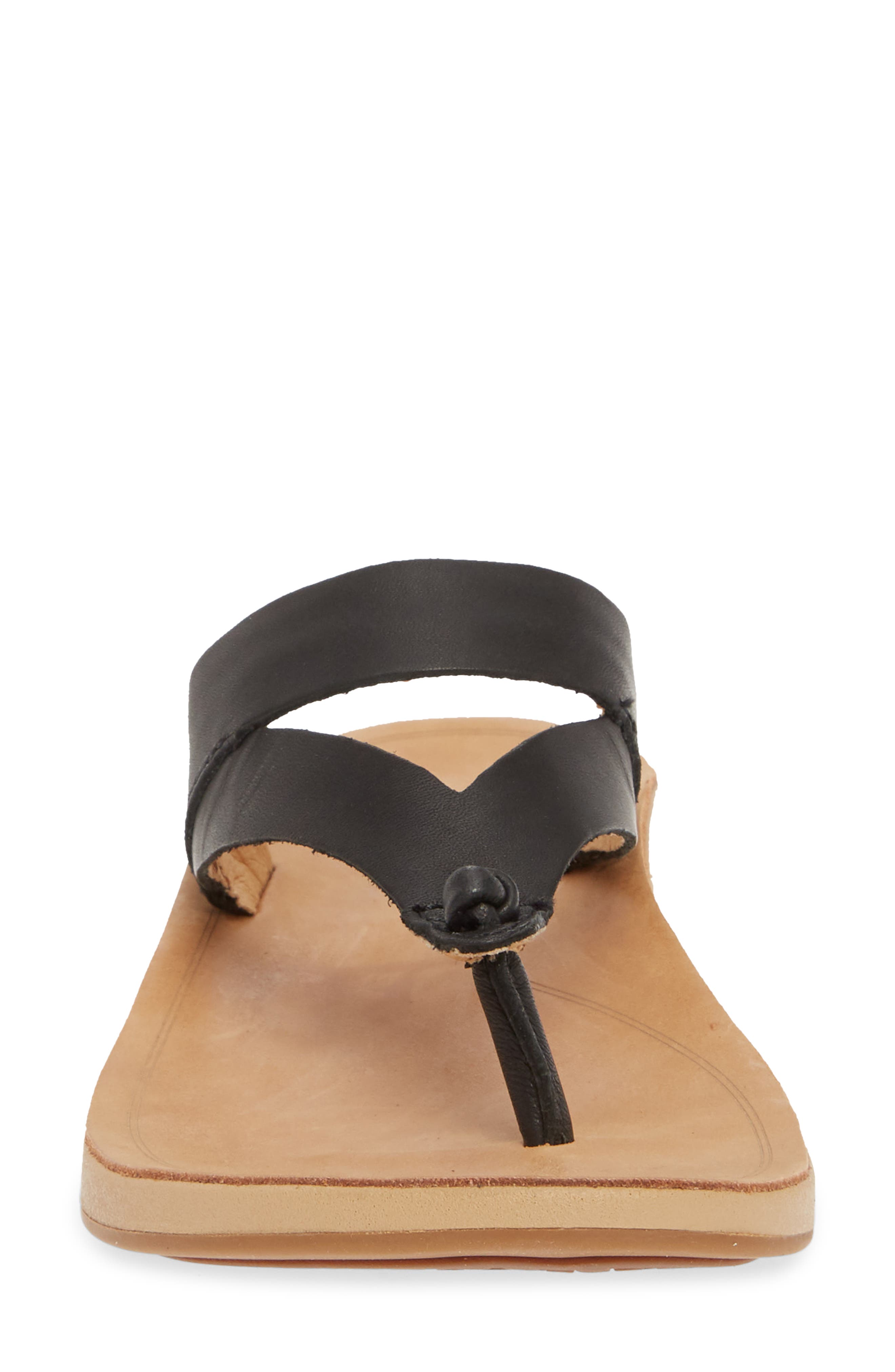Kaekae Ko'o Flip Flop, Alternate, color, BLACK LEATHER
