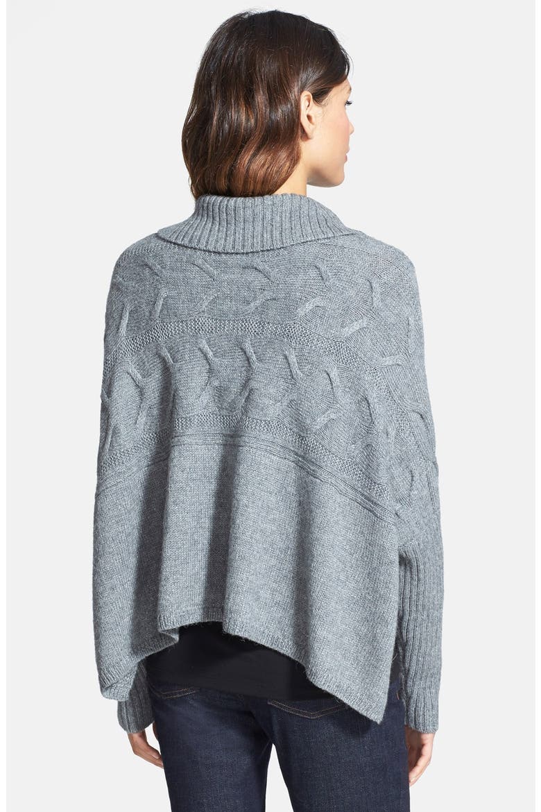 Turtleneck Alpaca & Silk Crop Poncho, Alternate, color, ASH