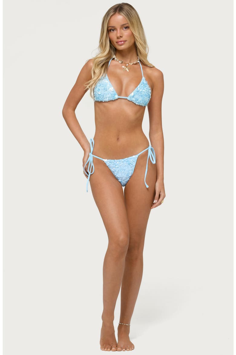 Grace Sequin SIde Tie Bikini Bottoms, Alternate, color, BLUE