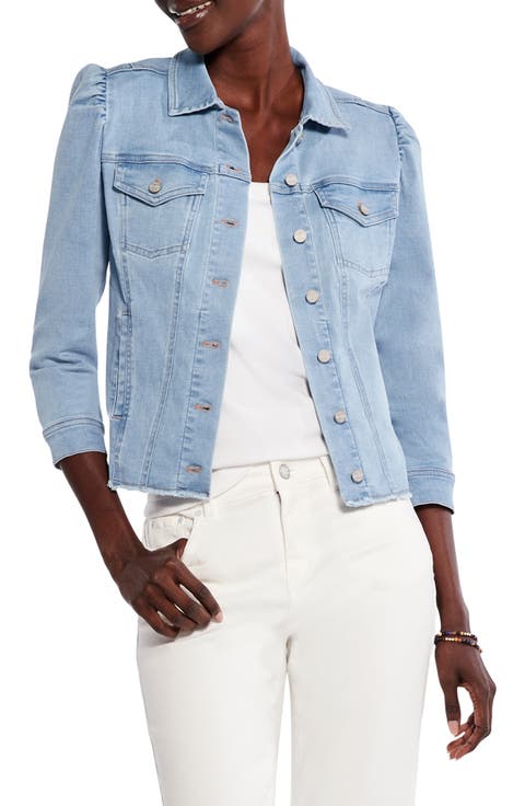 Puff Sleeve Denim Jacket (Breeze) (Petite)