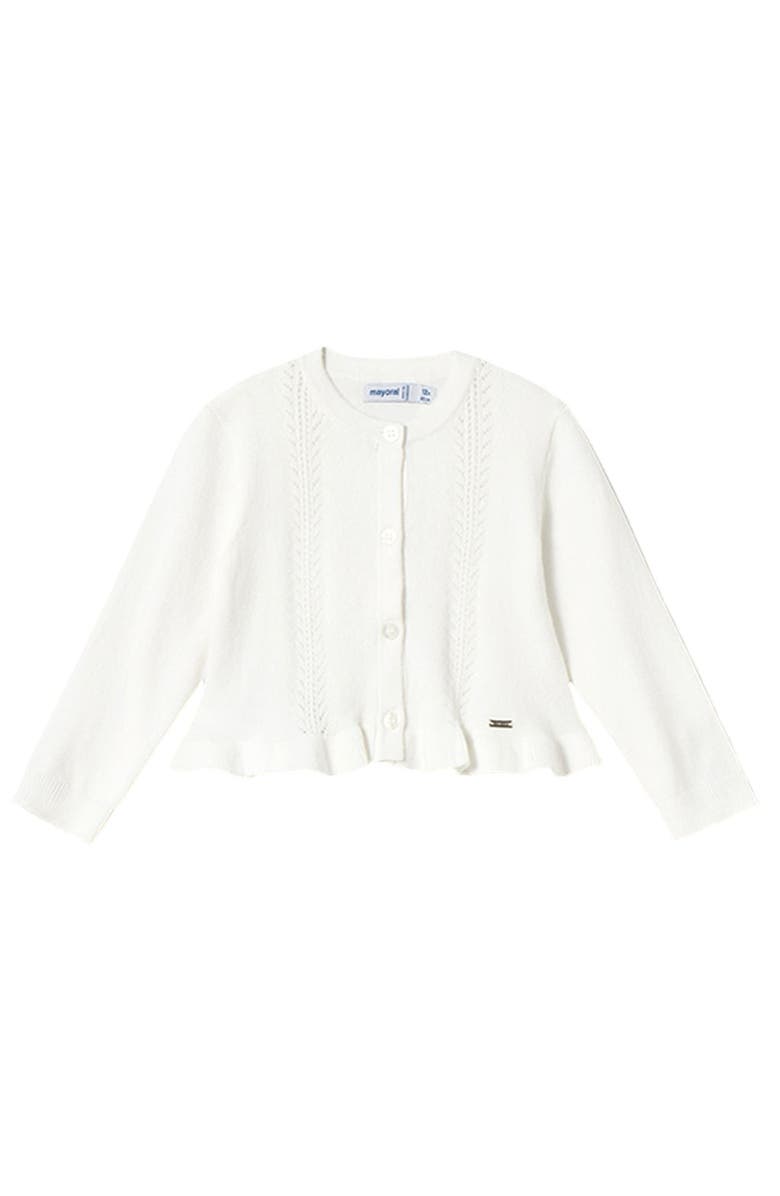 Mayoral Ruffle Tricot Cardigan, Main, color, 