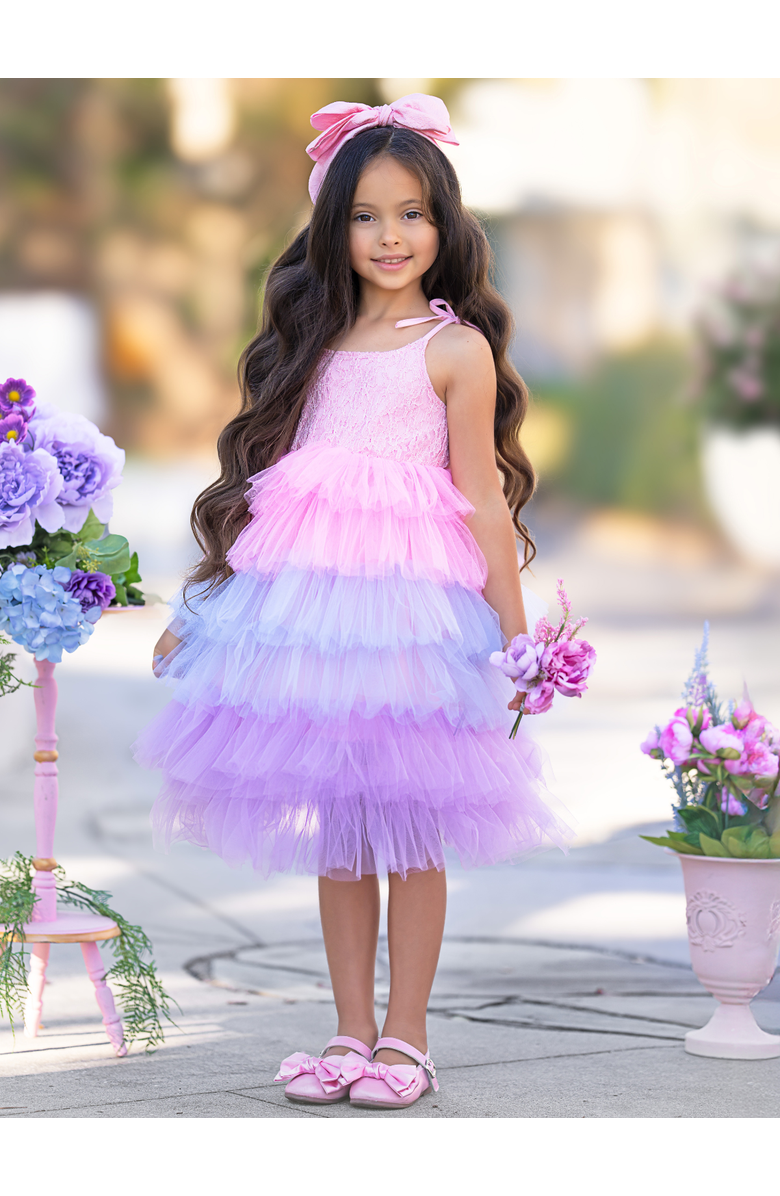 Mia Belle Girls Girls Unicorn Lace Tiered Tutu Dress, Alternate, color, 
