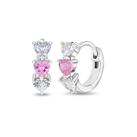Cascading Cubic Zirconia Heart Hoop