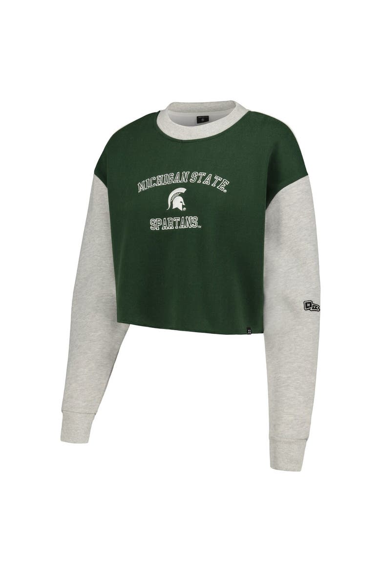 Women's Hype and Vice Green Michigan State Spartans Colorblock Rookie Crew Pullover Sweatshirt, Alternate, color, Green