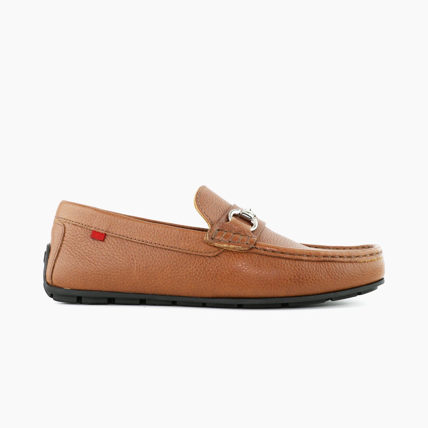 Central Park Leather Slip on Buckle Loafer, Alternate, color, Cognac Grainy Leather