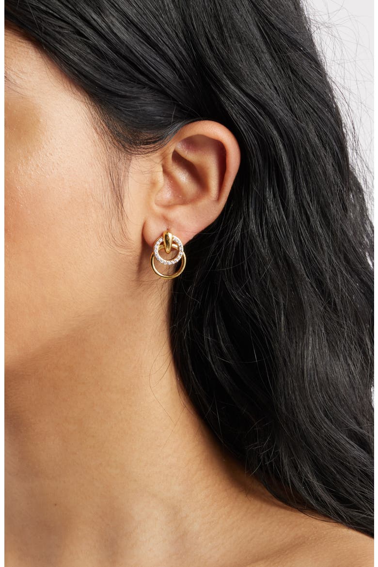 Cubic Zirconia Doorknocker Earrings, Alternate, color, CLEAR- GOLD