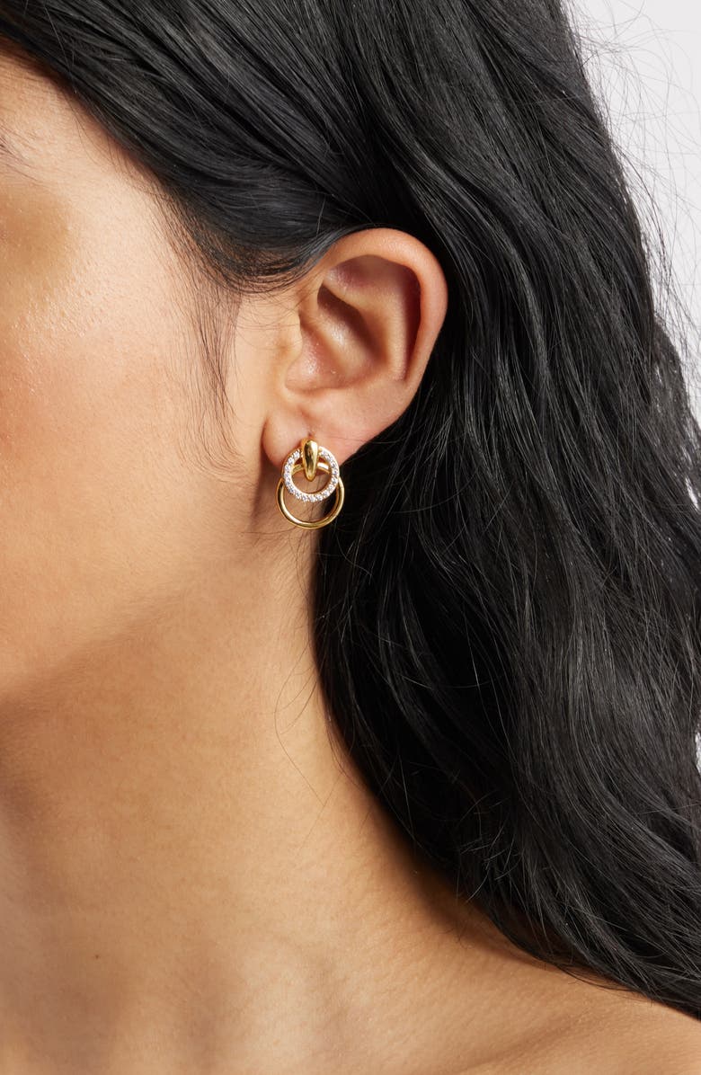 Nordstrom Cubic Zirconia Doorknocker Earrings, Alternate, color, Clear- Gold