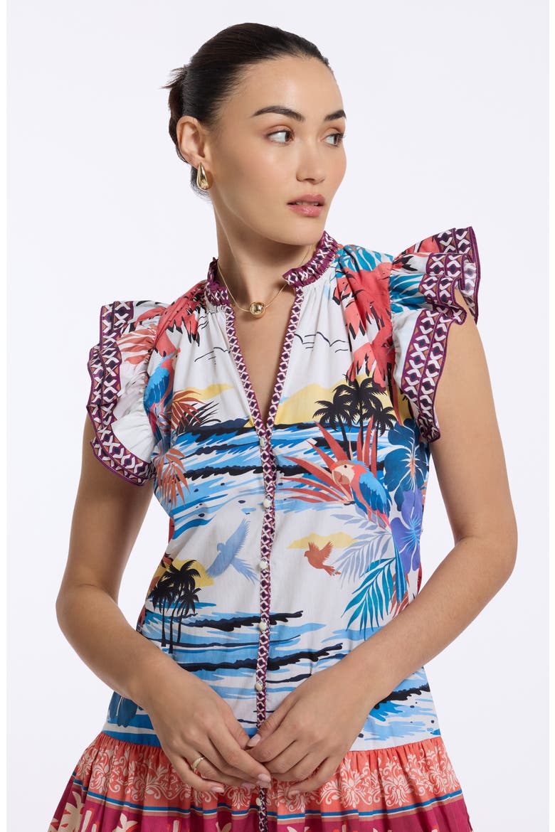 Savannah Cotton Minidress, Alternate, color, WHITE MULTI