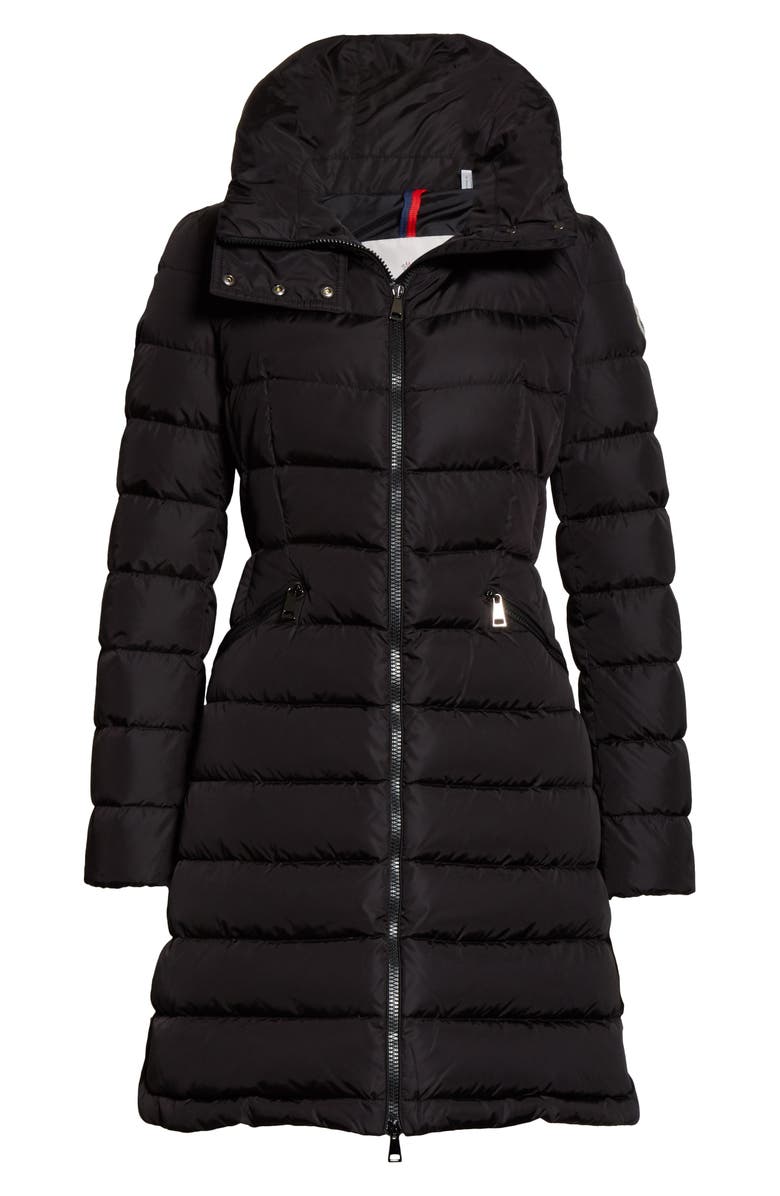 Moncler Flammette Water Repellent Long Hooded Down Coat, Alternate, color,