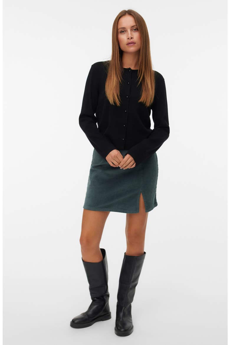 Kristi Faux Pearl Button Cardigan, Alternate, color, BLACK