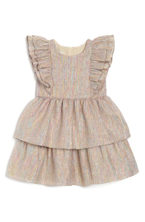 Kids' Metallic Tiered Party Dress