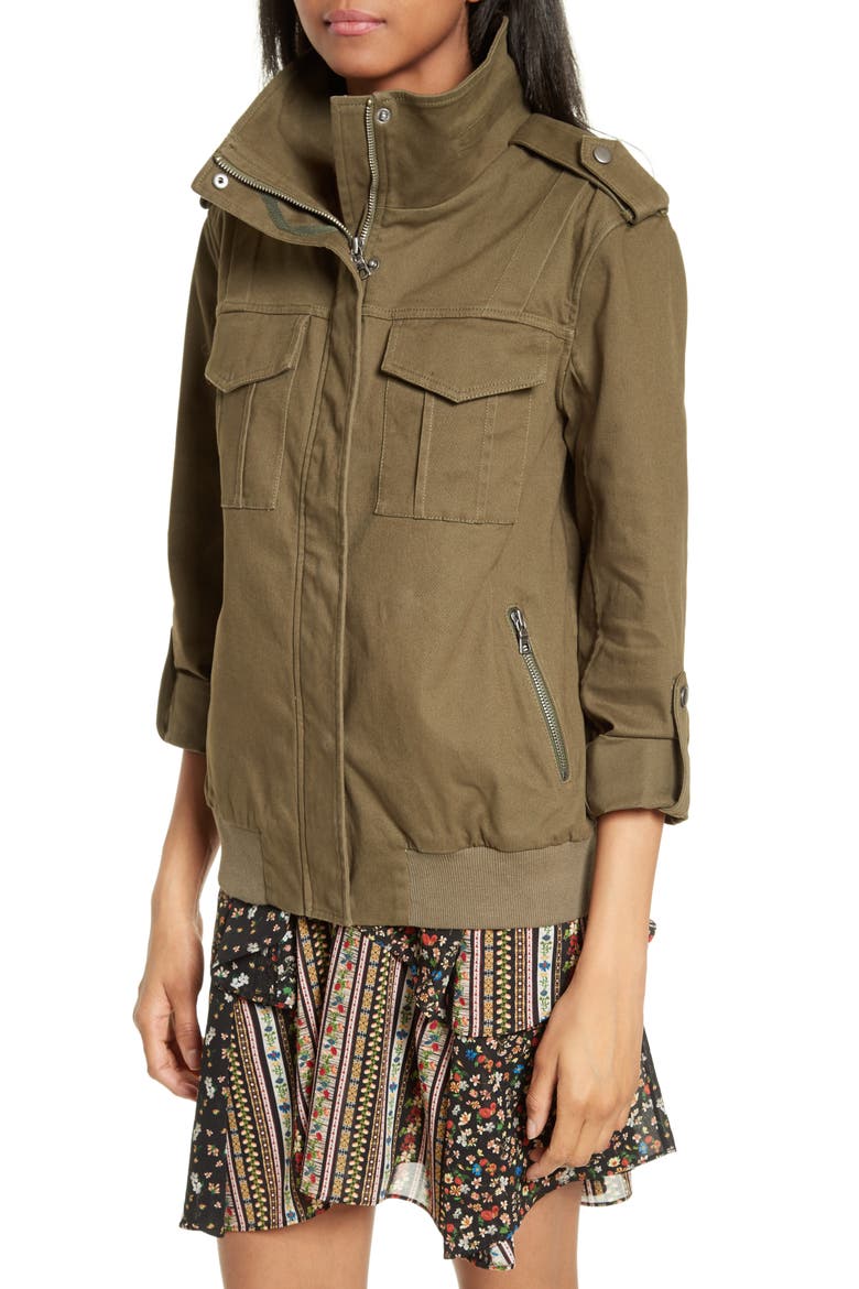 Marvis Embroidered Twill Utility Jacket, Alternate, color, ARMY/ CREAM