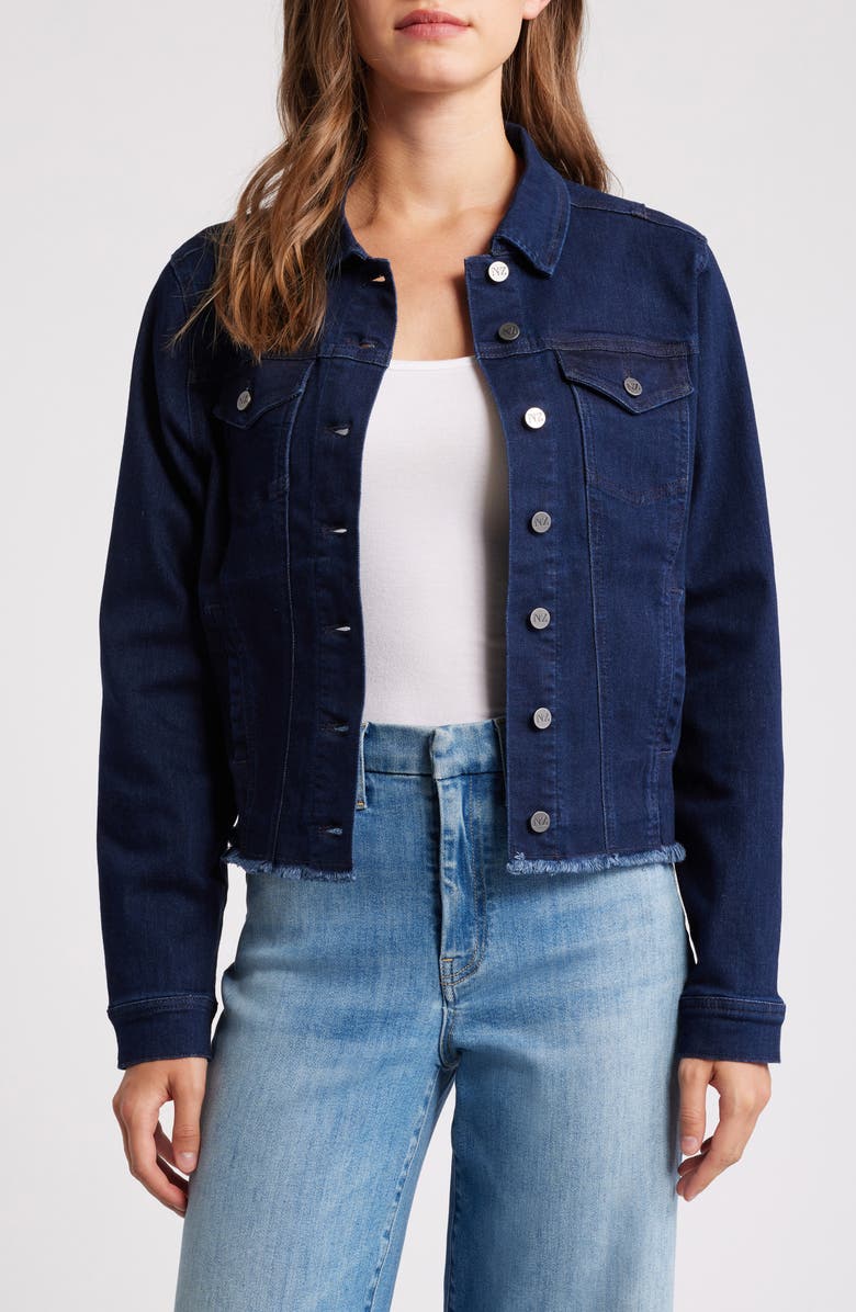 NIC+ZOE Essential Fray Hem Denim Jacket, Main, color, Twilight