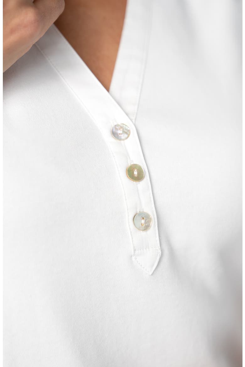 Mixed Media Three-Quarter Sleeve Top, Alternate, color, WHITE
