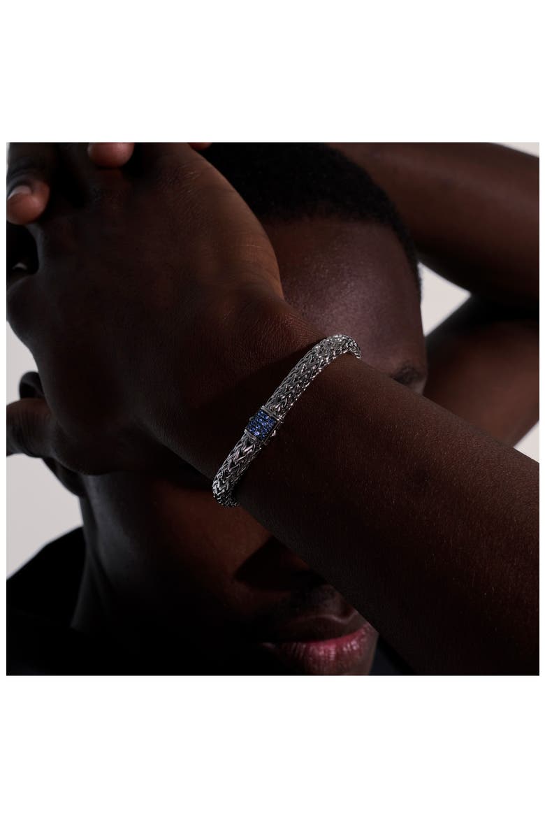 Icon Bracelet, 7.5mm, Alternate, color, SILVER/BLUE DIAMONDS