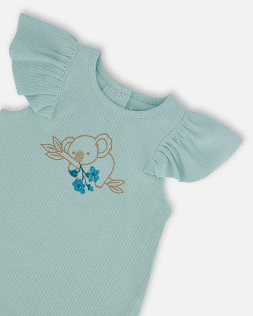 Deux Par Deux Baby Girl's Organic Cotton Romper With Frills Light Blue In Light Blue