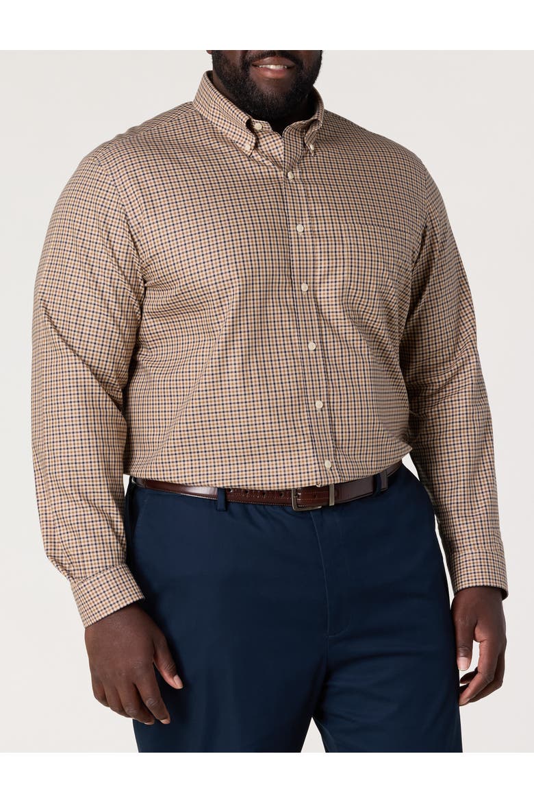 Big & Tall  Non-Iron Fall Plaid Sport Shirt, Alternate, color, SAFARI MINI CHECK