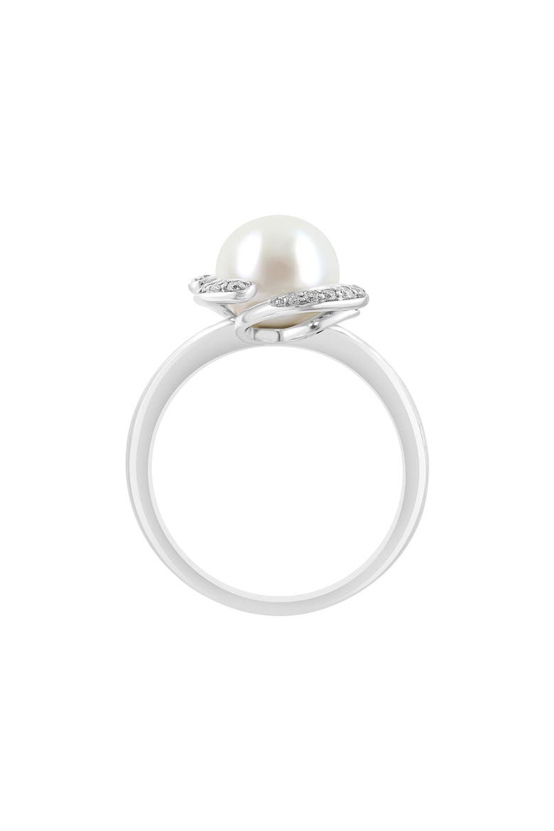 Freshwater Pearl & Diamond Pavé Ring, Alternate, color, WHITE