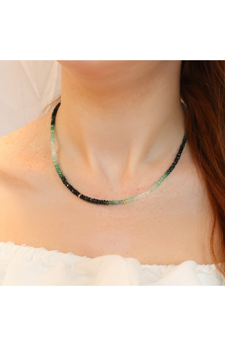 The Lovery Fine Jewelry Emerald Ombre Bead Necklace, Alternate, color, Emerald