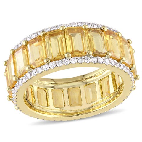 Gemstone & Diamond Eternity Ring 14k