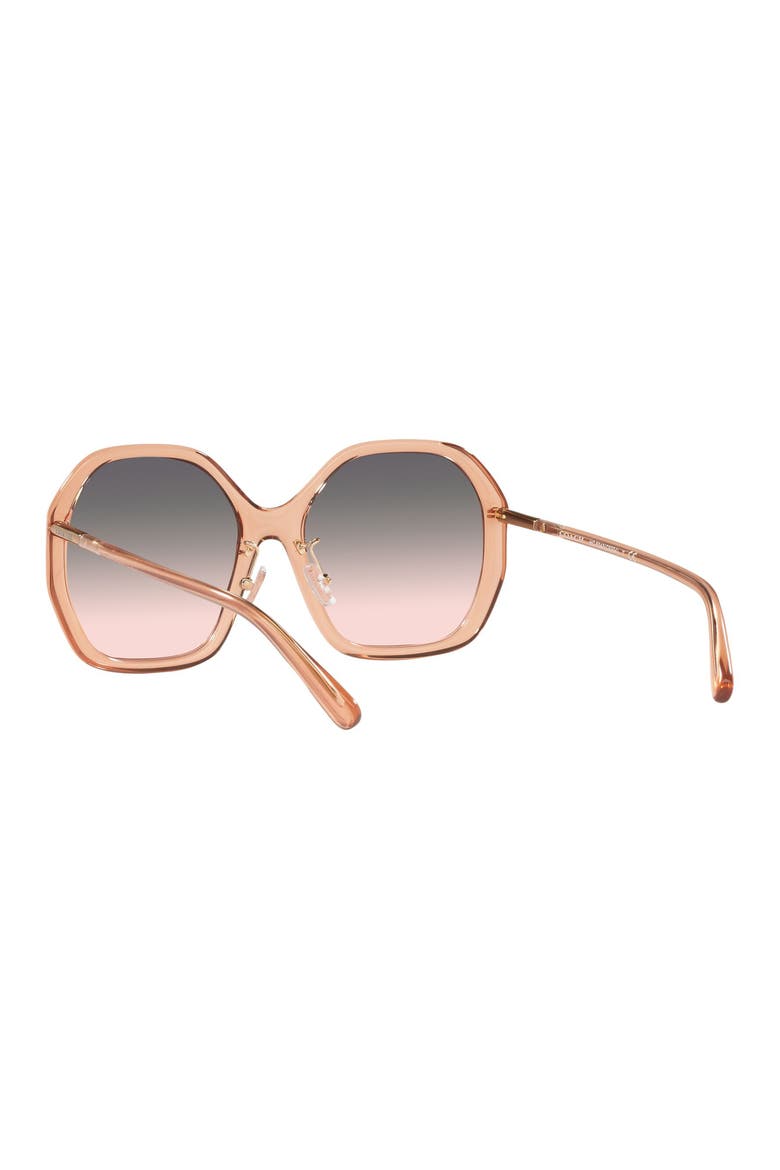 57mm Gradient Round Sunglasses, Alternate, color, TRANSPARENT CHAMPAGNE BROWN