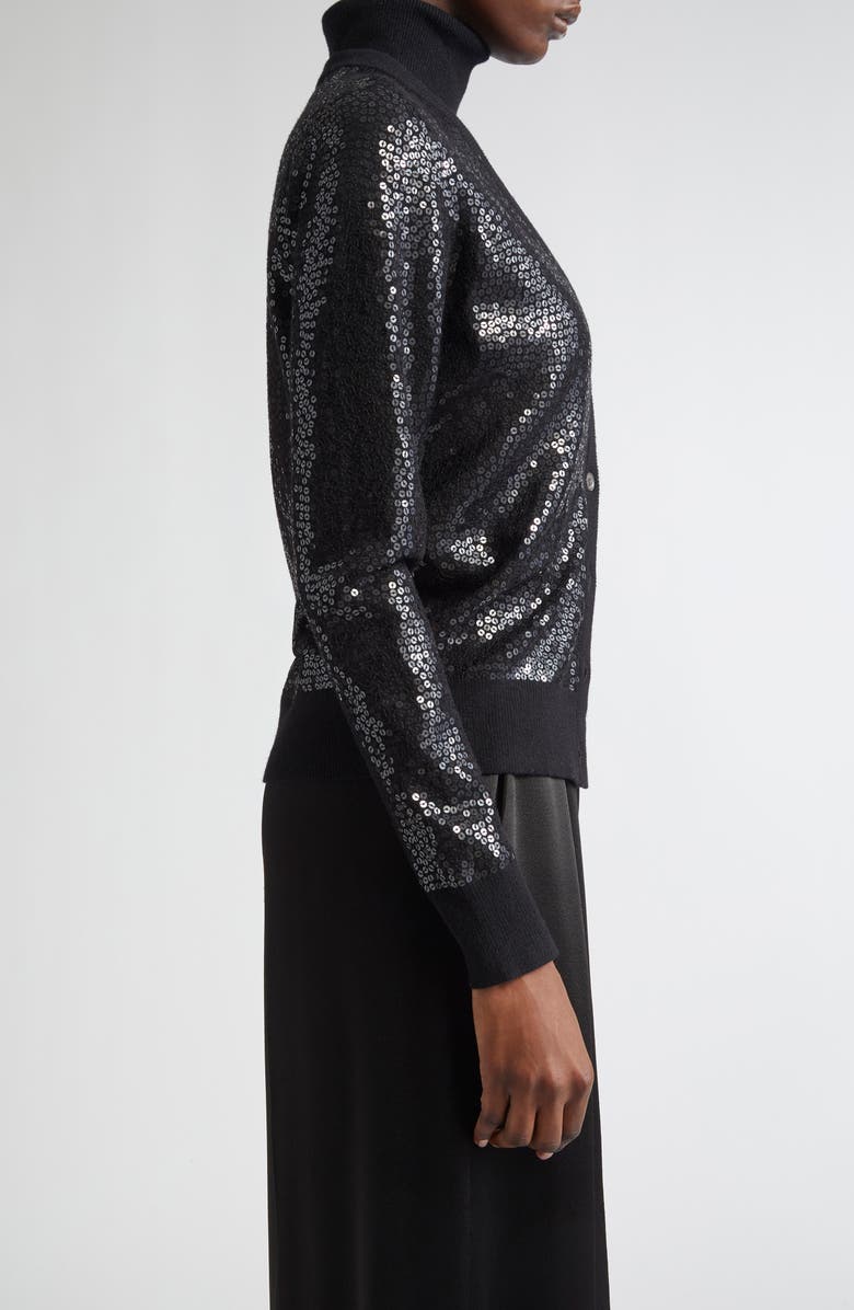 Michael Kors Collection Sequin Embellished Cashmere Cardigan, Alternate, color, Black