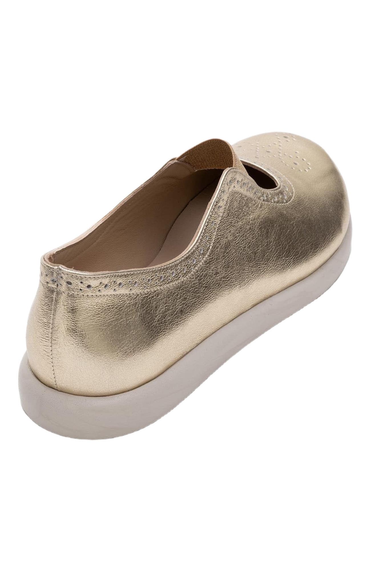 Forever & Always Shoes CHELLE Elastic Leather Flat, Alternate, color, Gold Leather