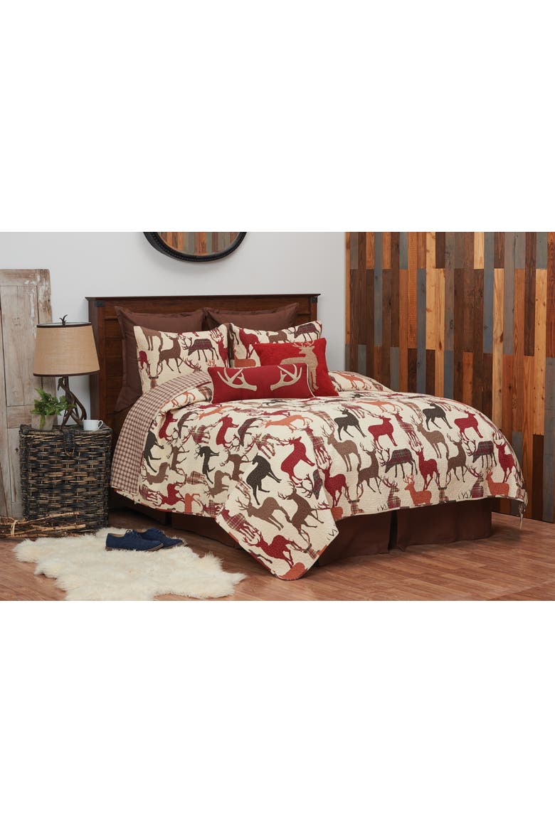 Colton Rustic Lodge Cotton Quilt Set - Reversible and Machine Washable, Alternate, color, Brown