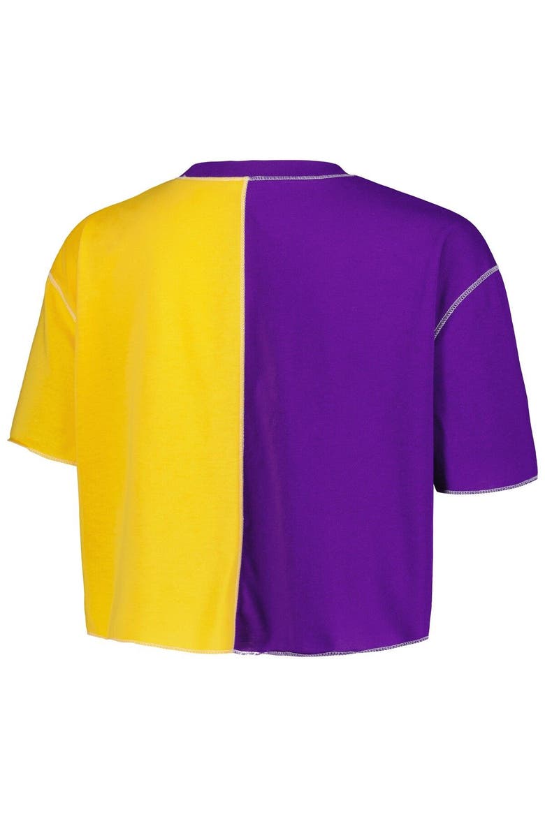 Women's ZooZatz Purple/Gold LSU Tigers Colorblock Cropped T-Shirt, Alternate, color, Purple
