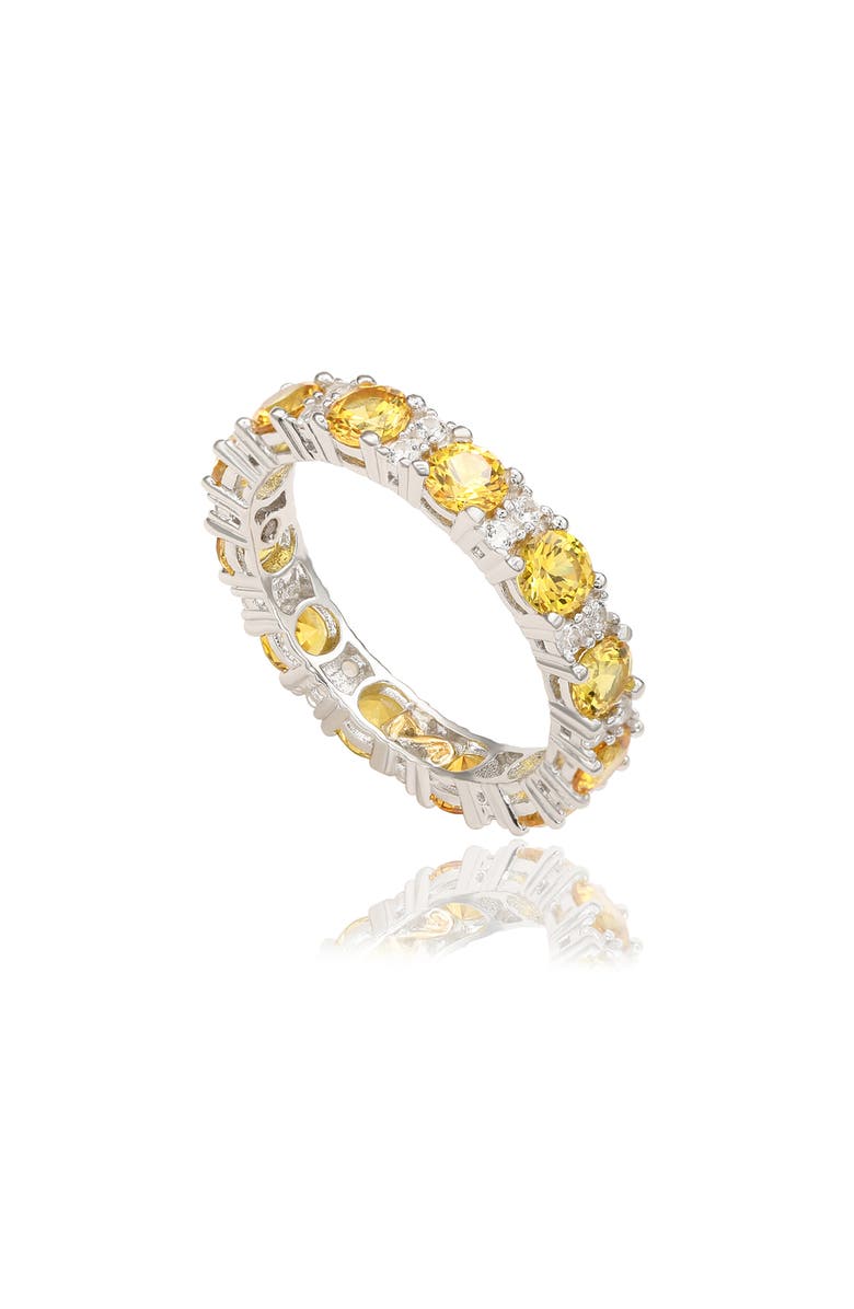 SUZY LEVIAN Sterling Silver Yellow Sapphire & Lab Created White Sapphire Eternity Ring, Alternate, color, Yellow